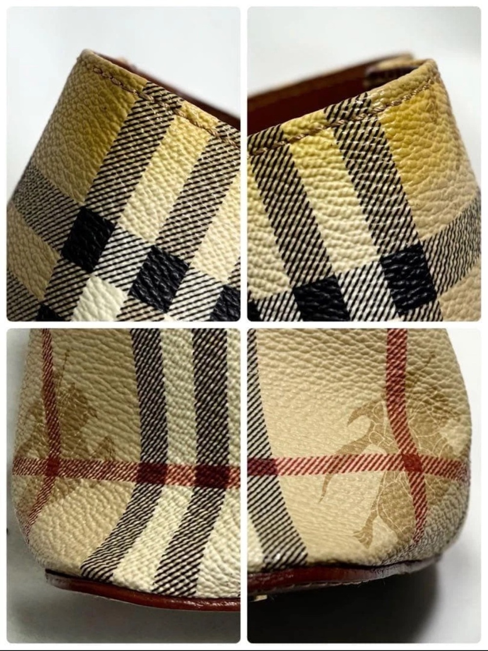 Burberry Beige Check Tote with Brown Leather Handles - Picture 9 of 16